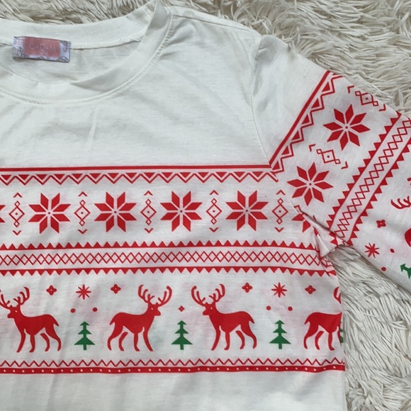 🎉2X HP🎉 C+D+M Fair Isle Reindeer LS Tee 💗 White Red Green - Picture 8 of 12